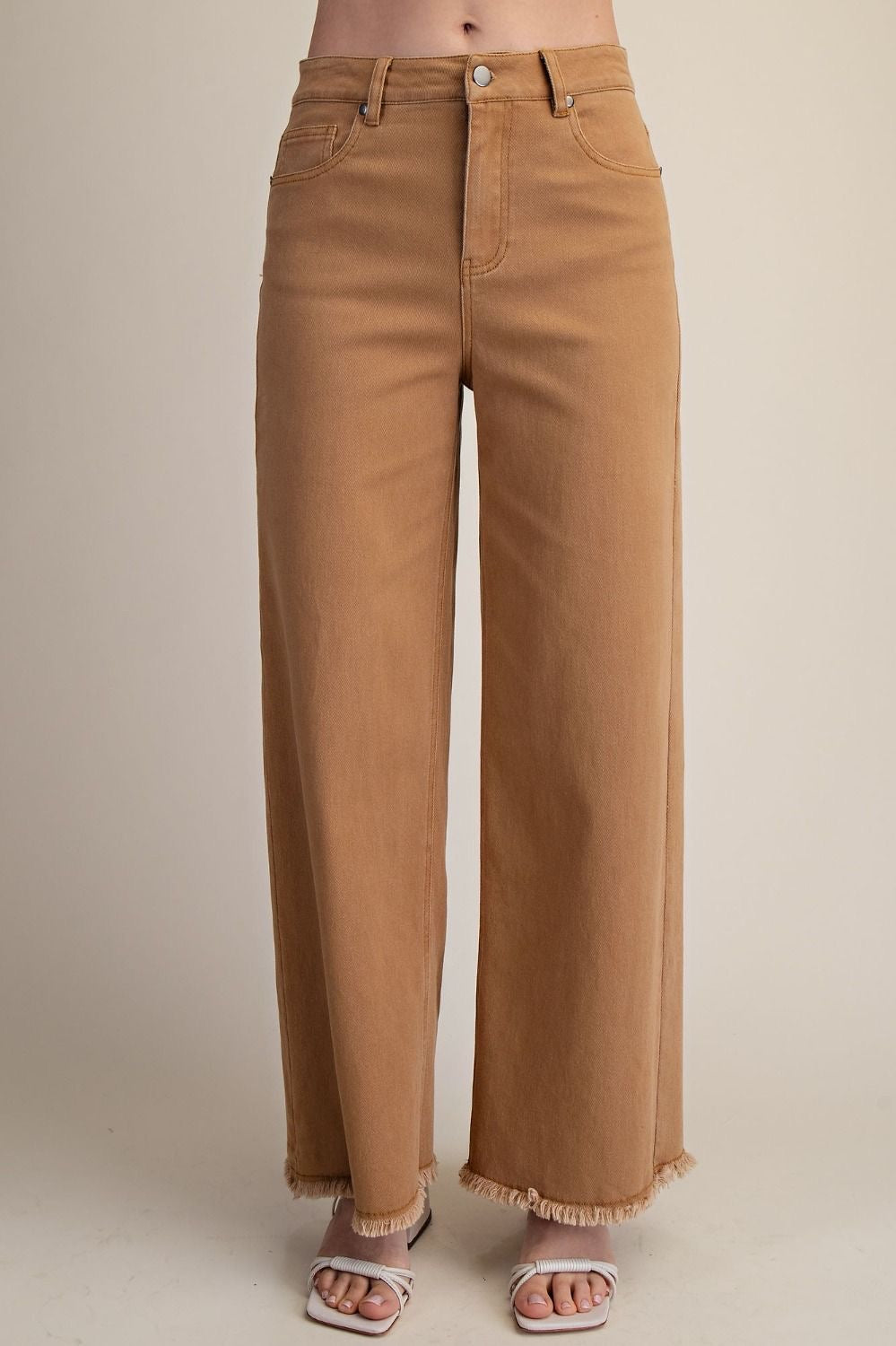Easel Sutton Frayed Hem Stretch Twill Pants