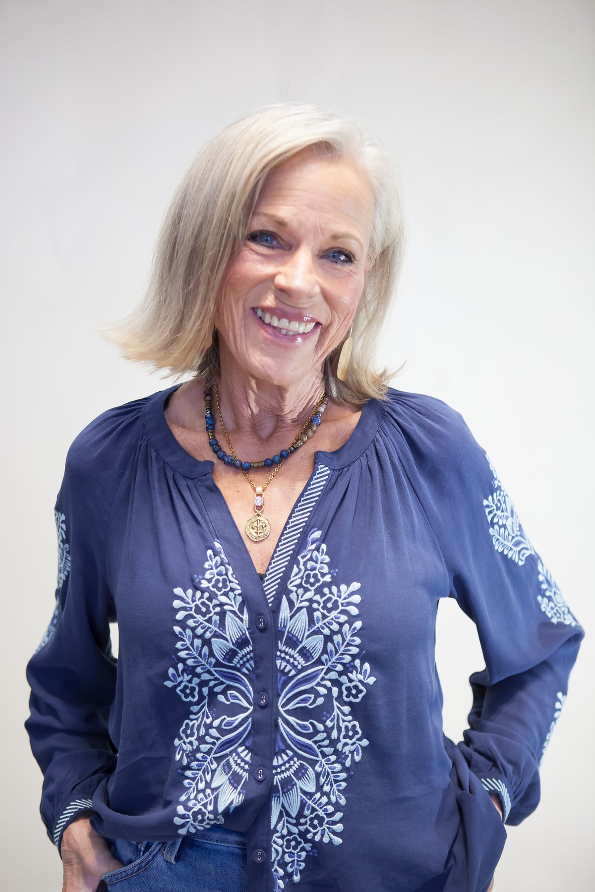 Maeve Embroidered Button Blouse