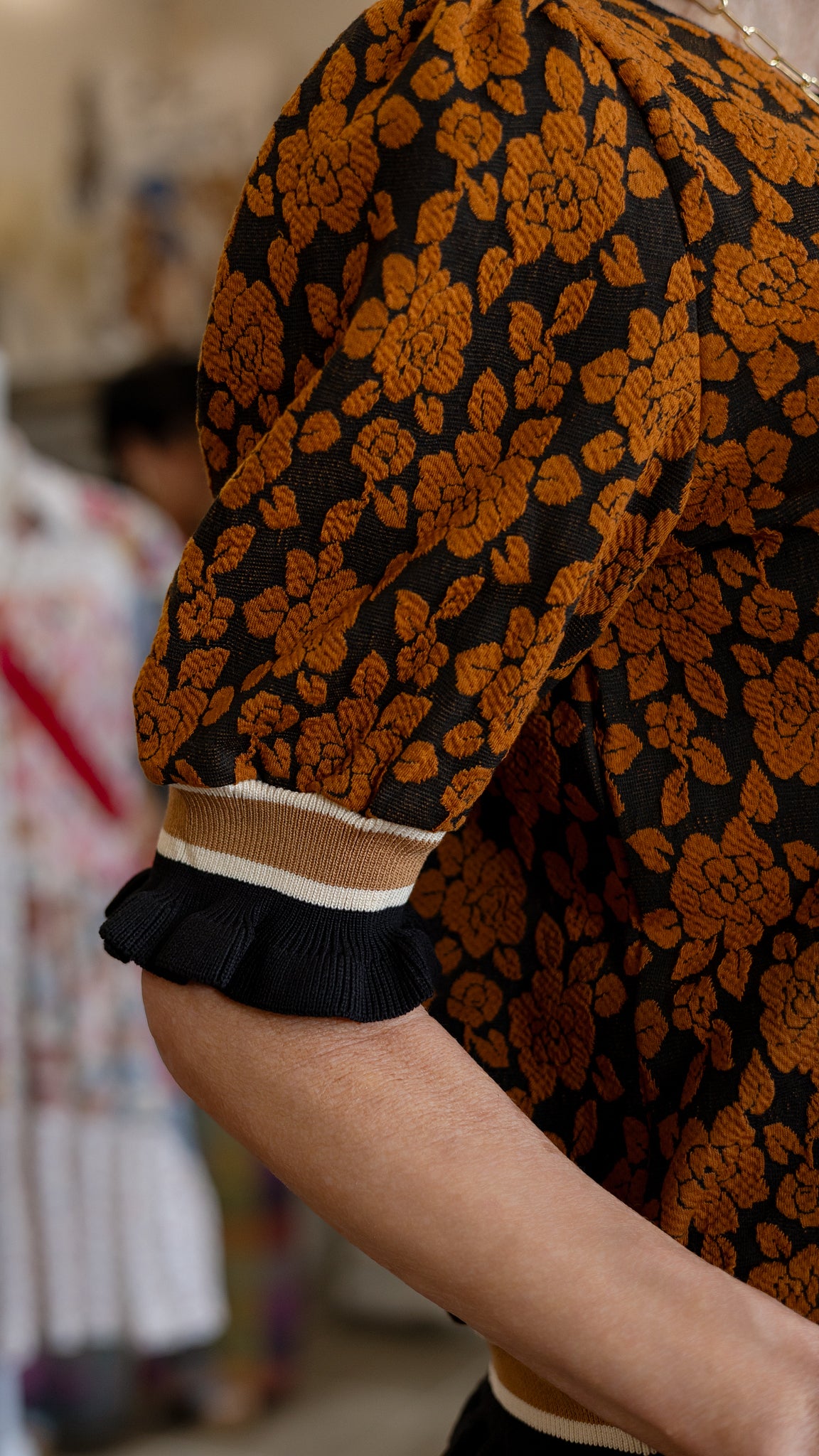 Lorenza Golden Garden Puff Sleeve Sweater