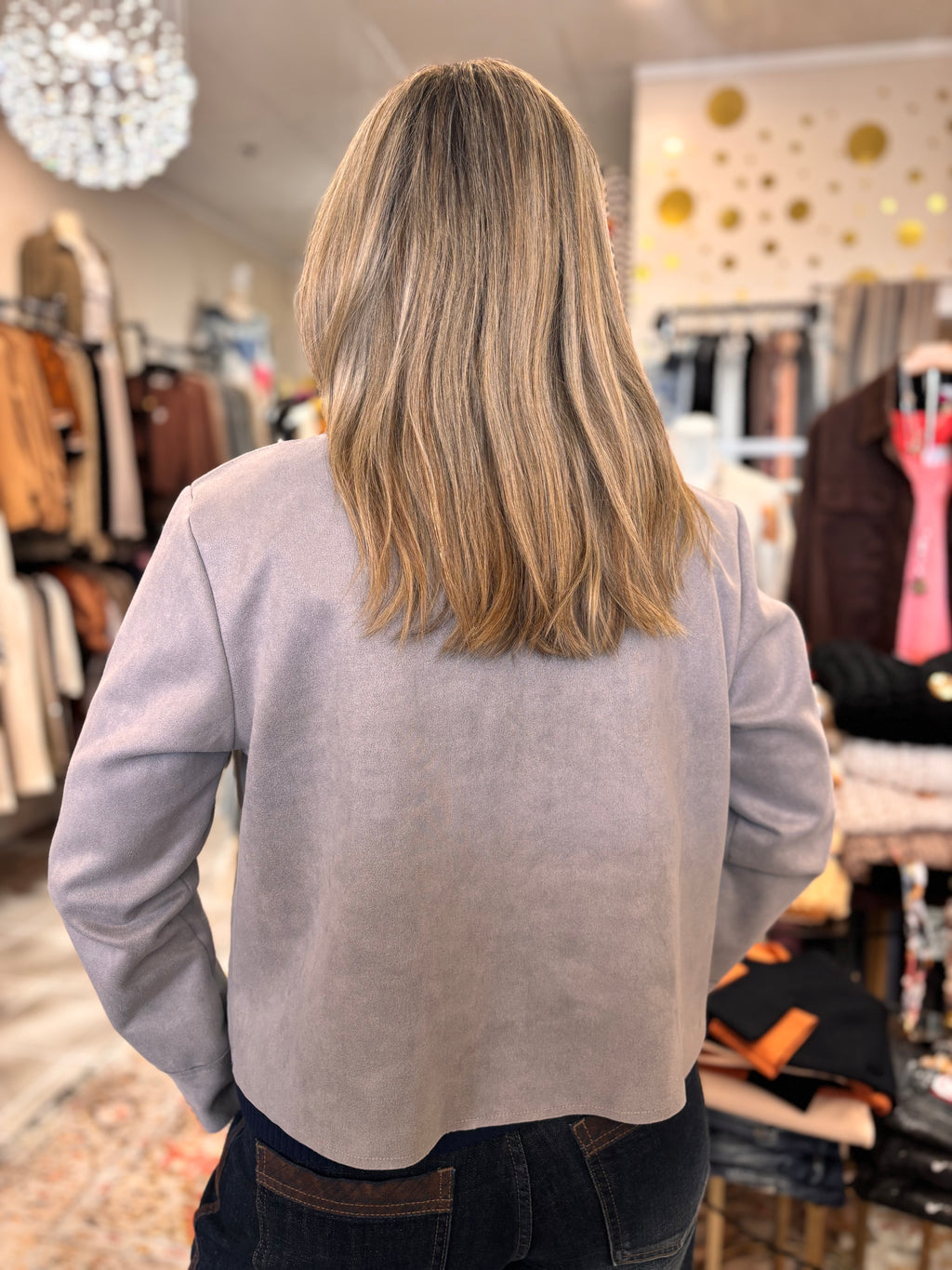 Nadya Classic Button-Down Suede- Like Jacket