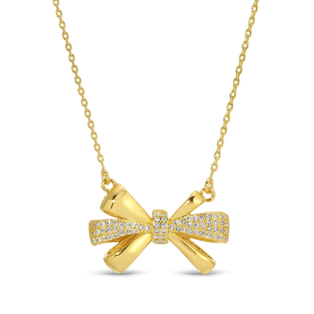 Splendid Iris Bow Pendant Necklace