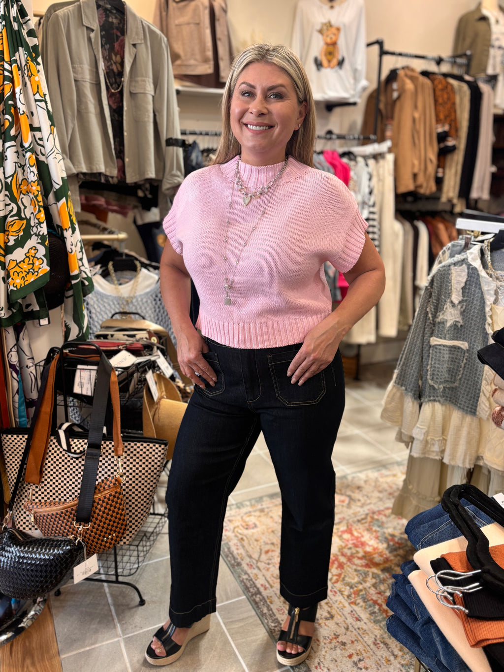 Shelly Cropped Sweater Tee