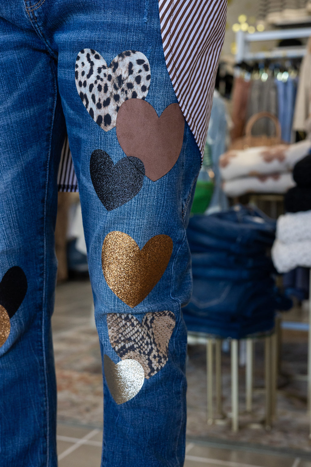 Heart Italian Printed Denim Jeans