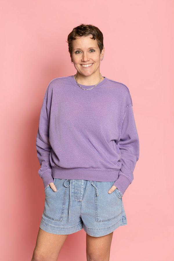 Raw Edge Detail Burnout Softest Sweatshirt