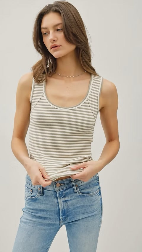 Garment Died Round Neck Tank Top