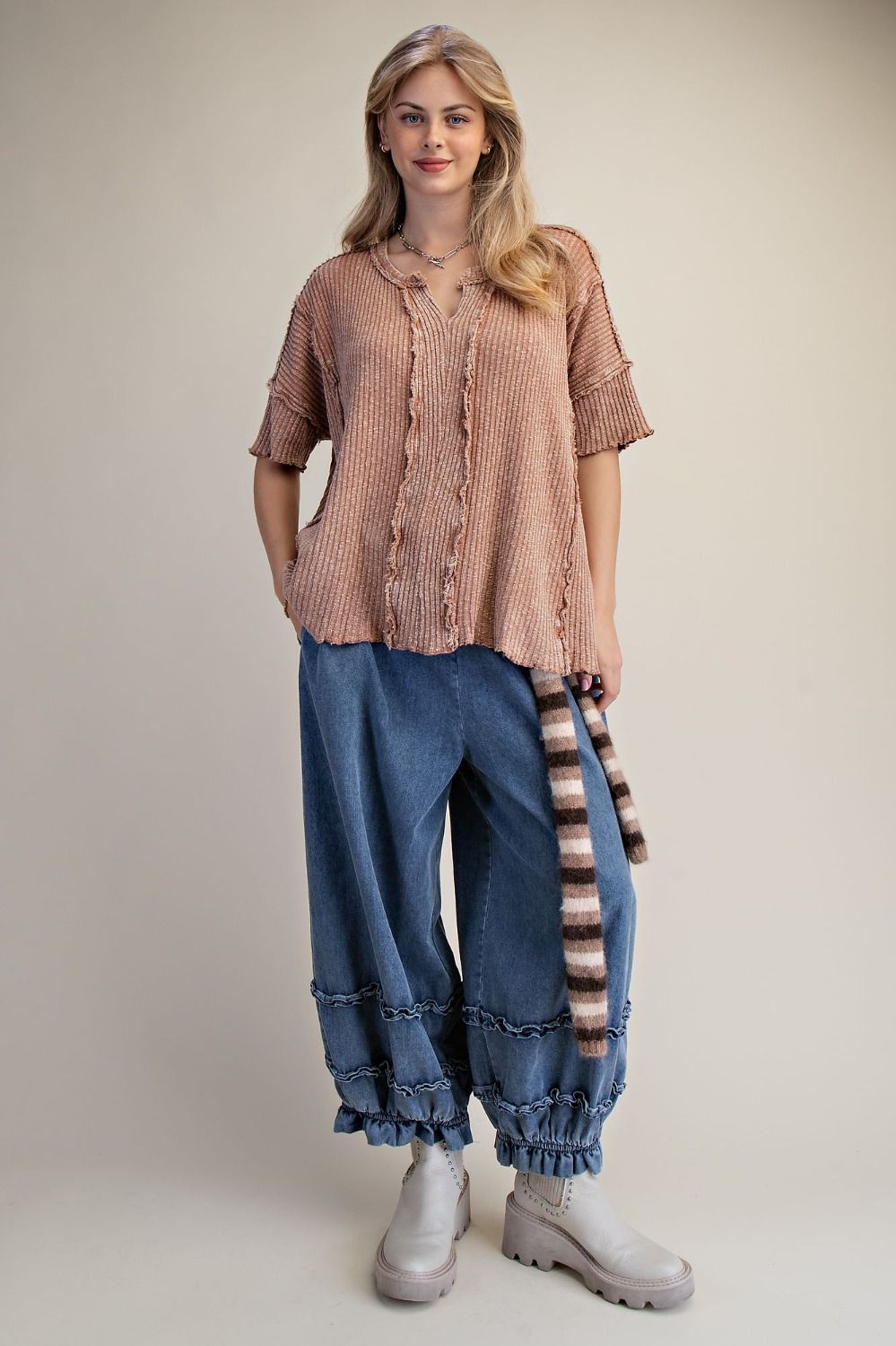 Terre by Easel Ribbed Short Sleeve Tee