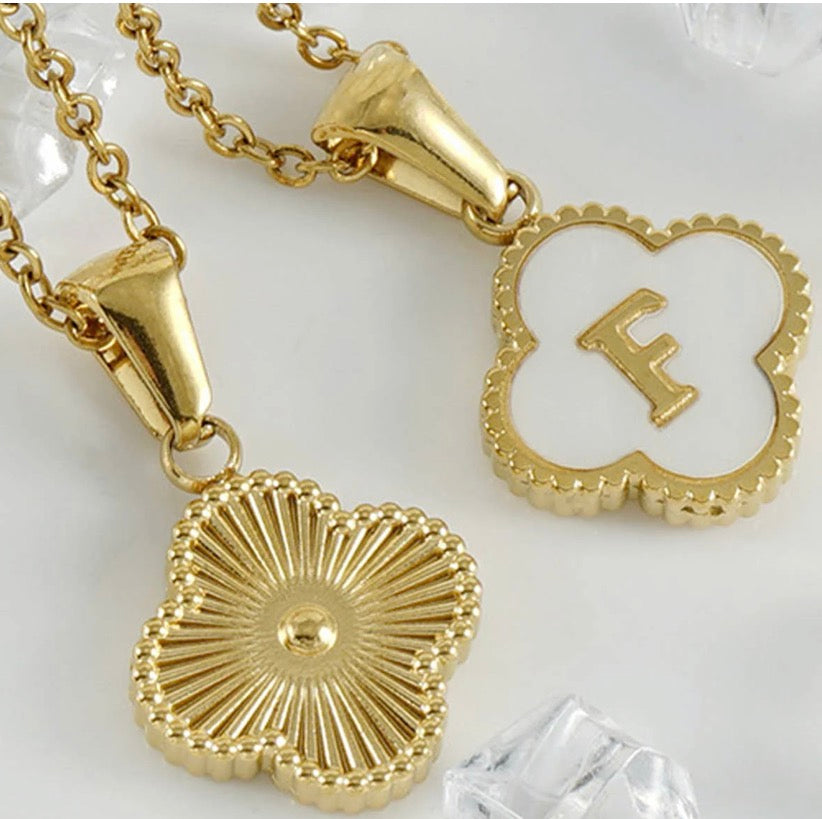 Four-Leaf Clover Initial Pendant