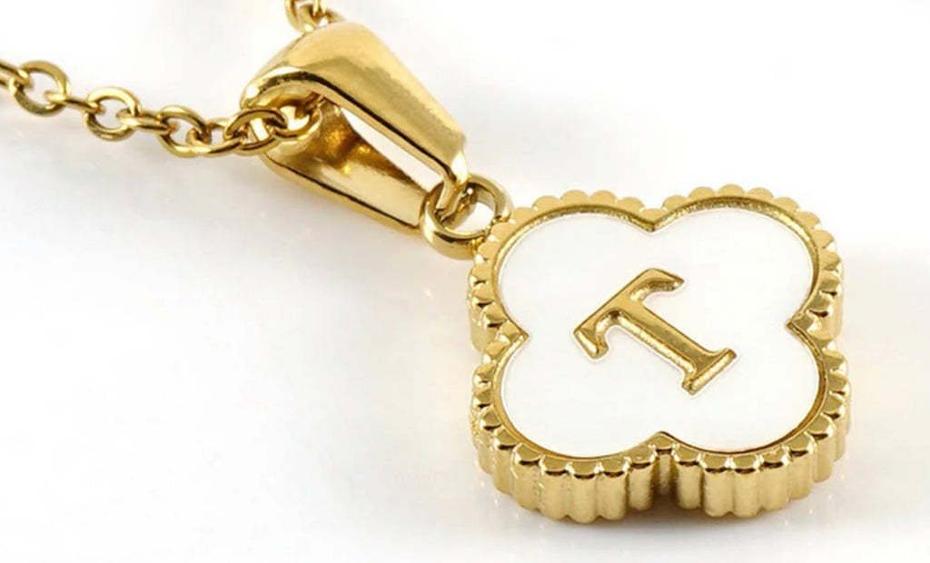 Four-Leaf Clover Initial Pendant