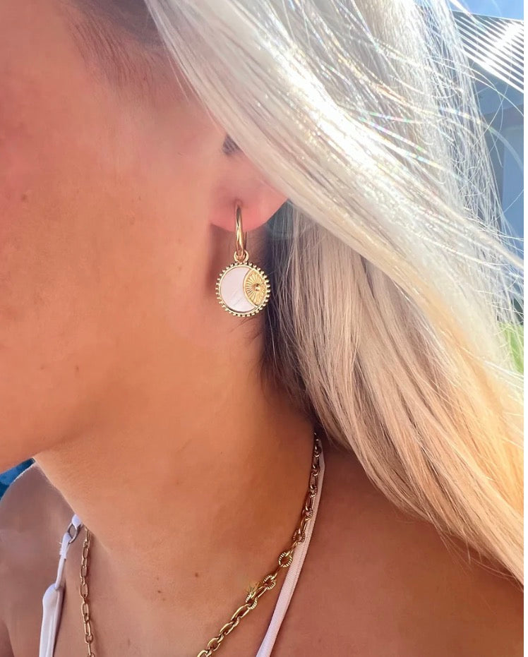 Sun Shell Huggie Earrings
