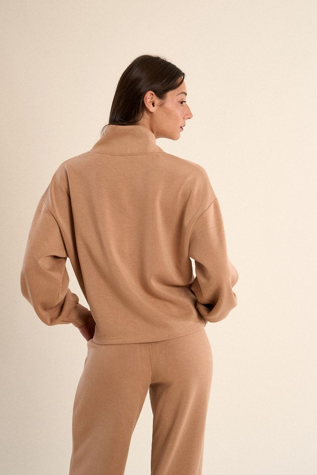Edie Camel Zip Polo