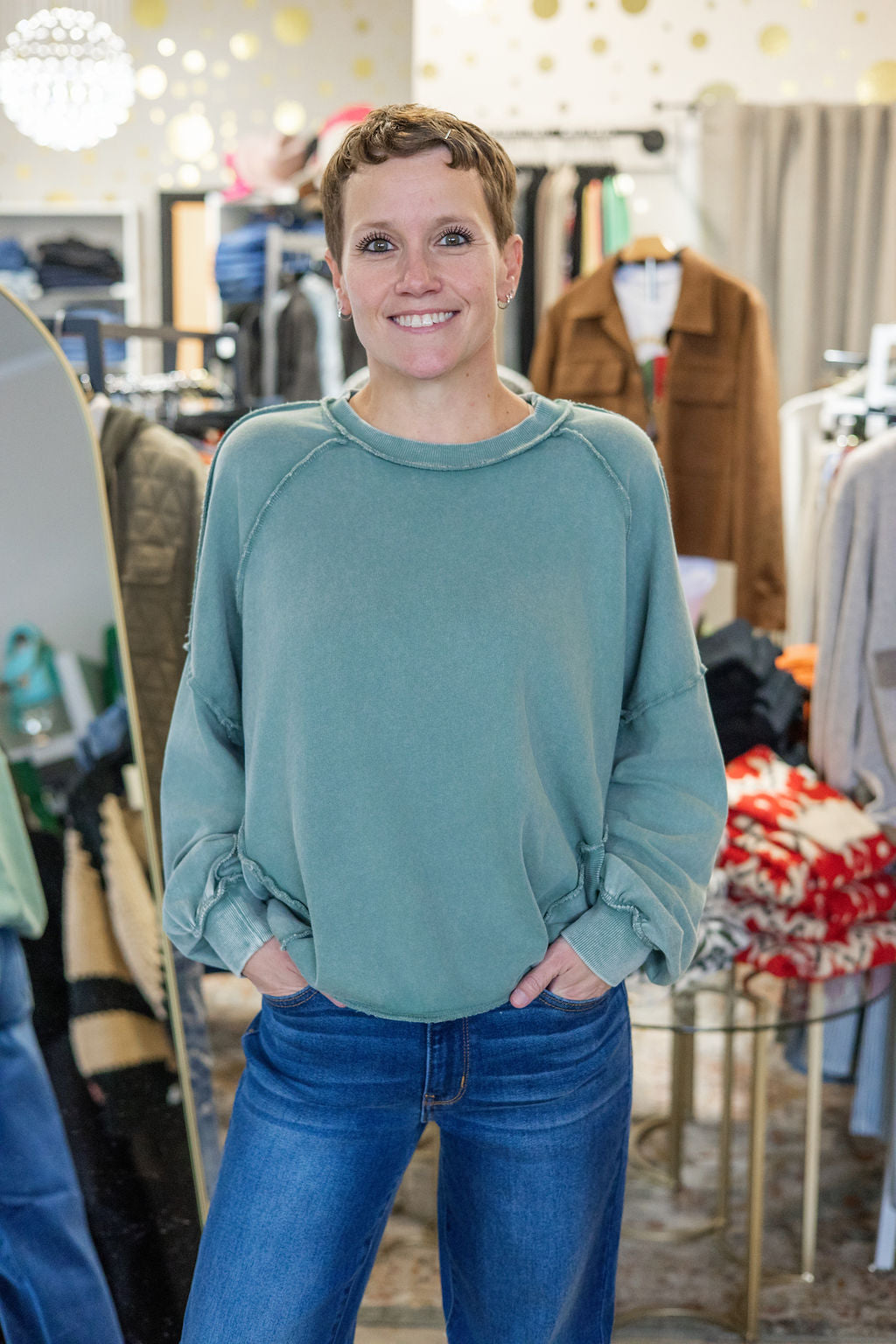 Easel Jerica Undone Pullover Sweatshirt