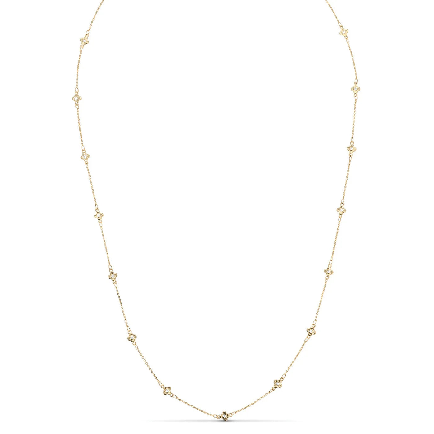 Delicate CZ Accented Quatrefoil Accented Necklace