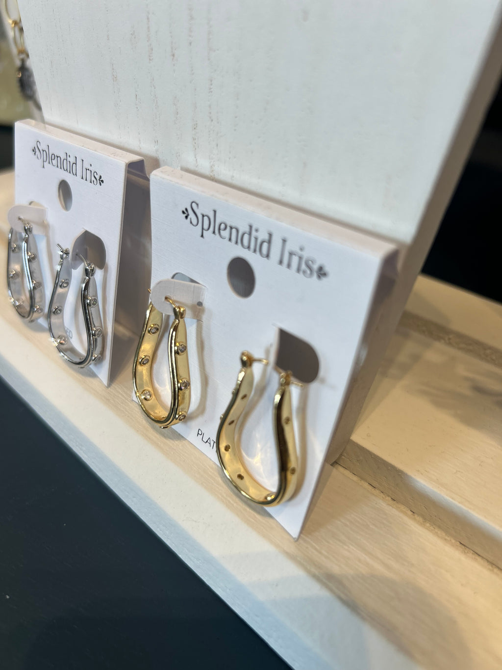 Splendid Iris Horseshoe Shaped Studded Hoops