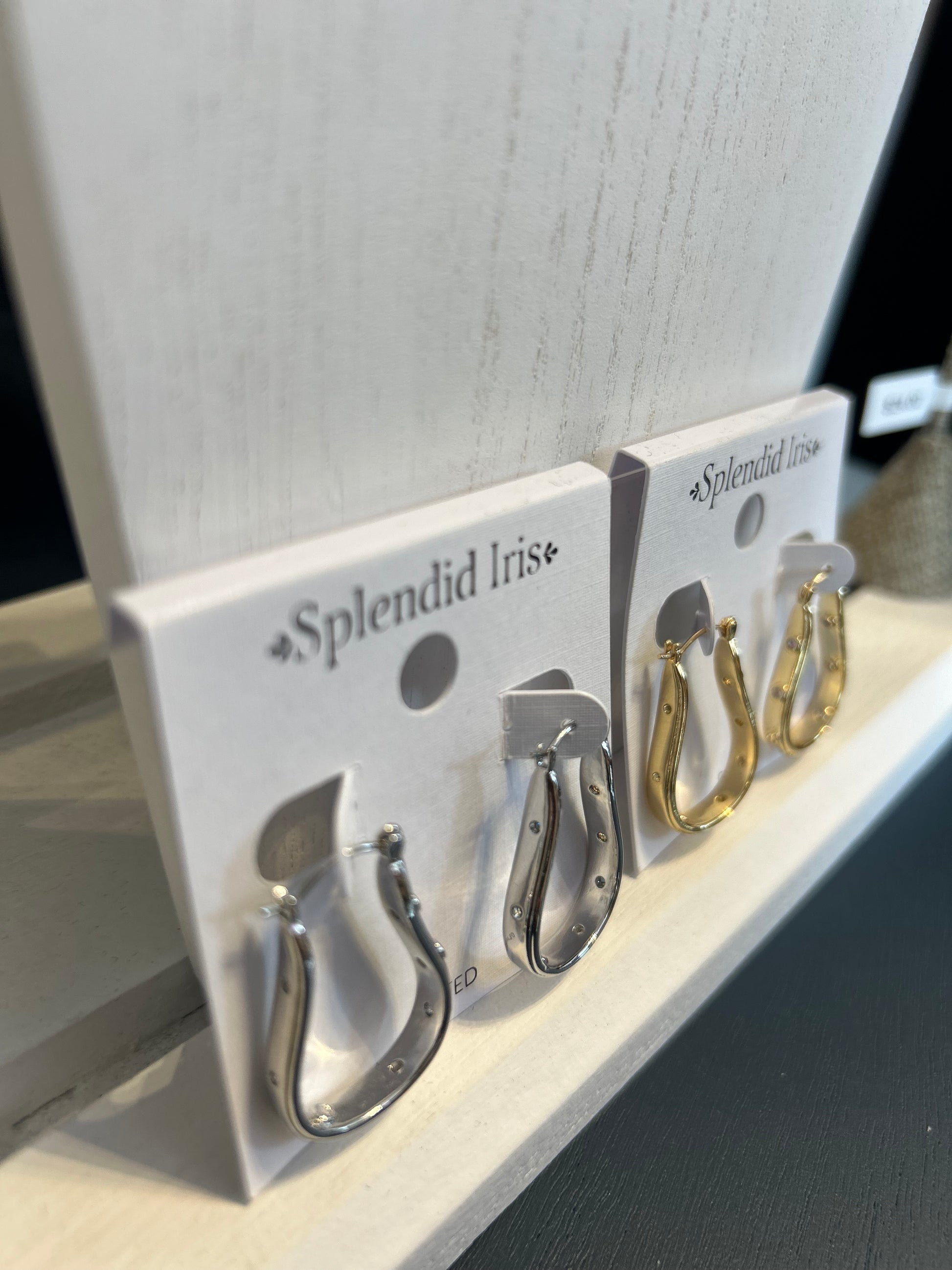 Splendid Iris Horseshoe Shaped Studded Hoops