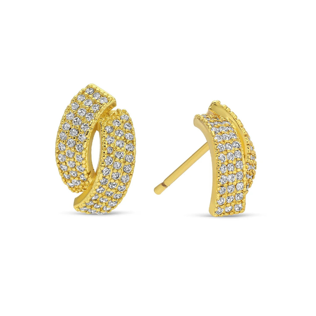 Splendid Iris Curved Pave Bar Studs