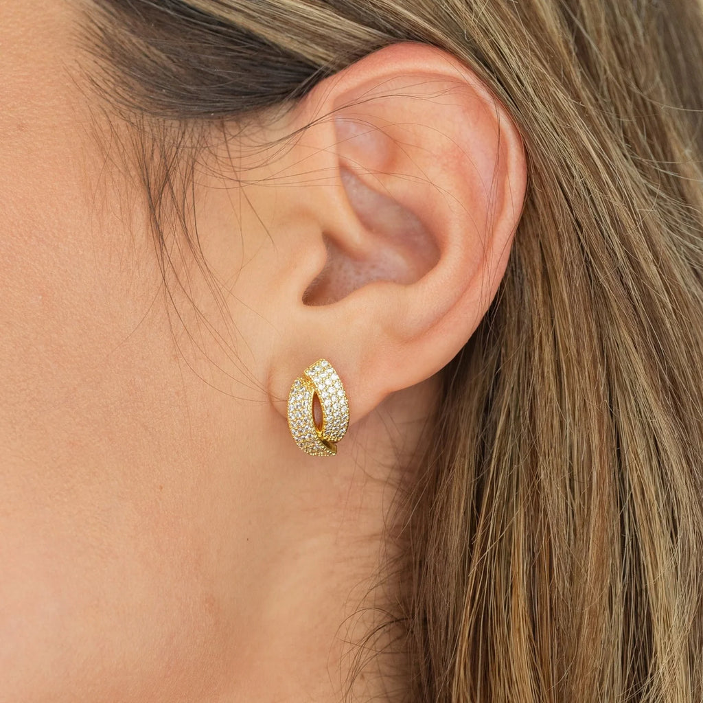 Splendid Iris Curved Pave Bar Studs