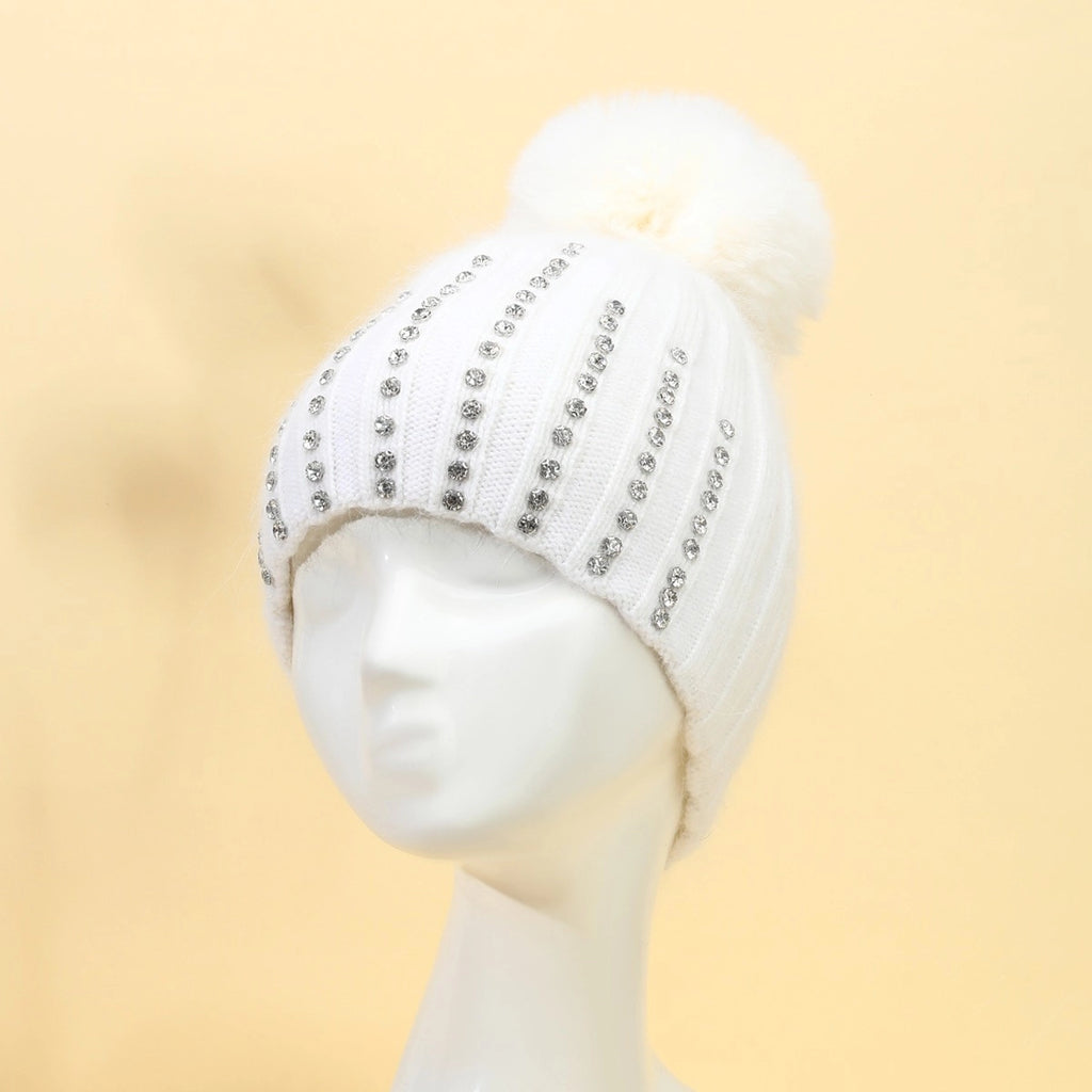 Crystals Studded Pompom Hat