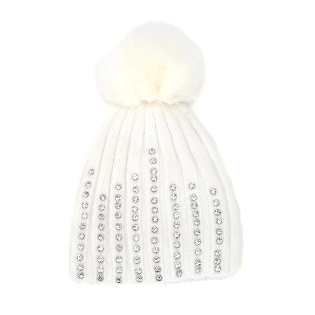 Crystals Studded Pompom Hat
