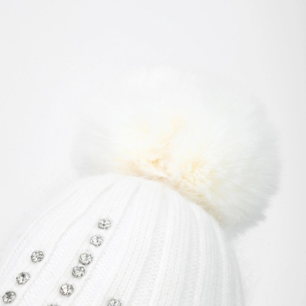 Crystals Studded Pompom Hat