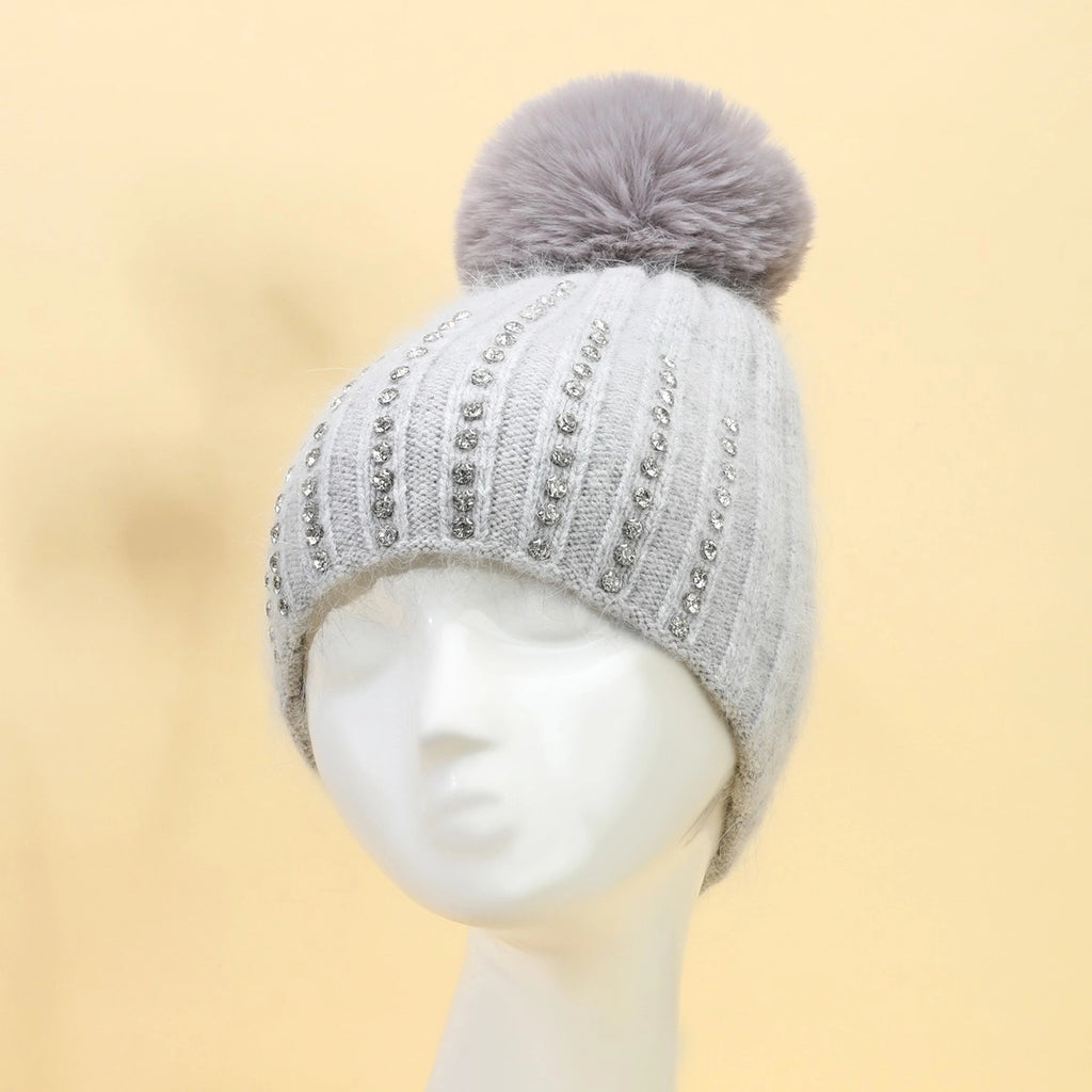 Crystals Studded Pompom Hat