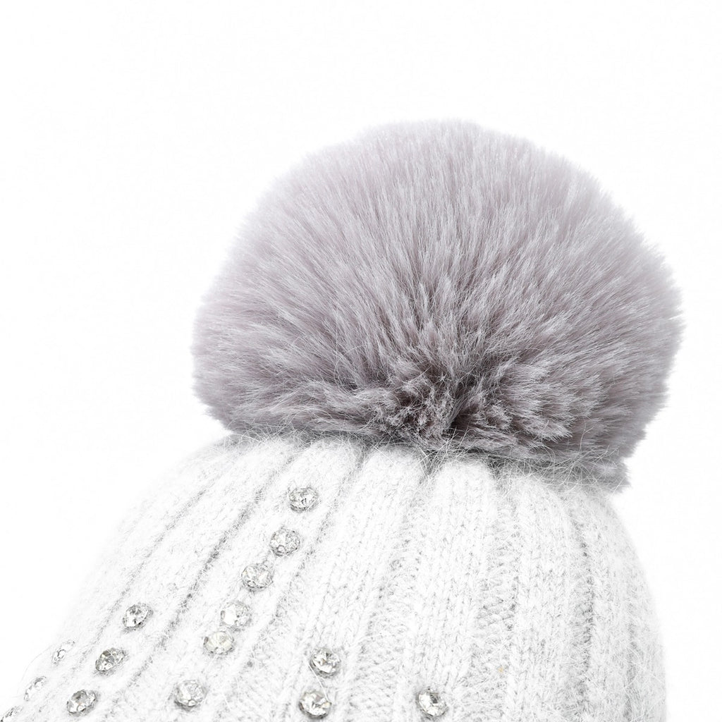 Crystals Studded Pompom Hat