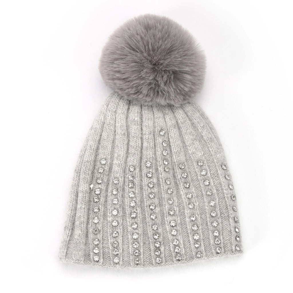 Crystals Studded Pompom Hat
