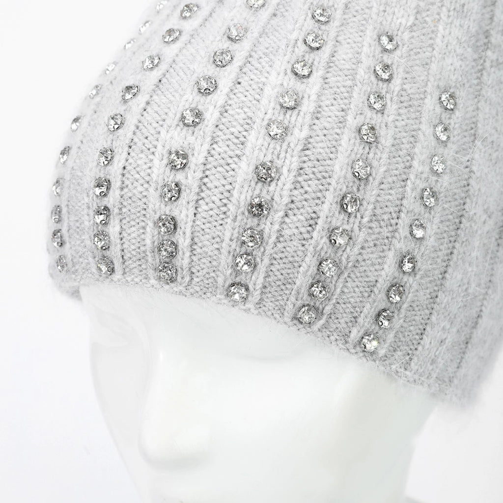 Crystals Studded Pompom Hat