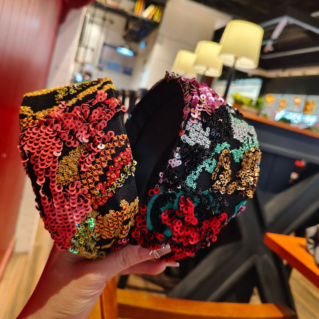 Deluxe Embroidered Sequin Wide Headband
