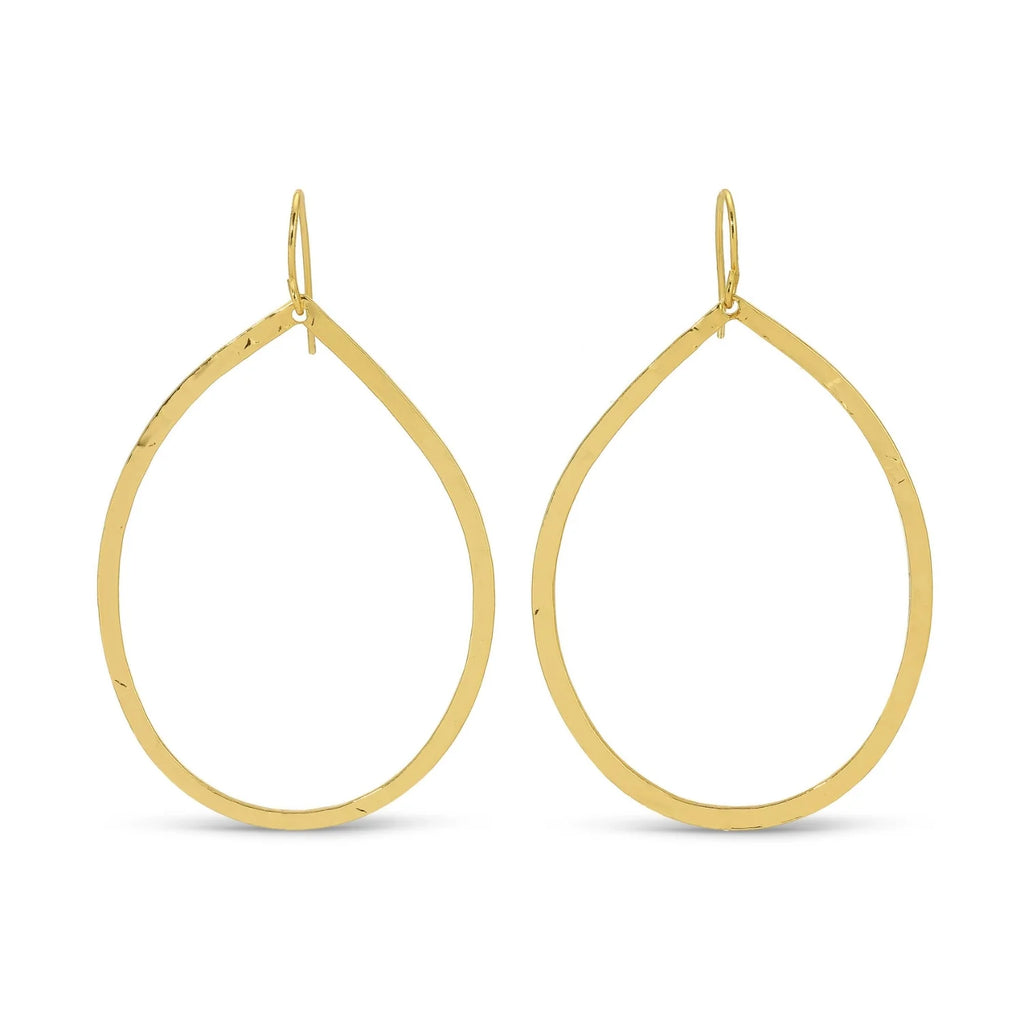 Large Lightly Hammered Open Teardrop Earrings