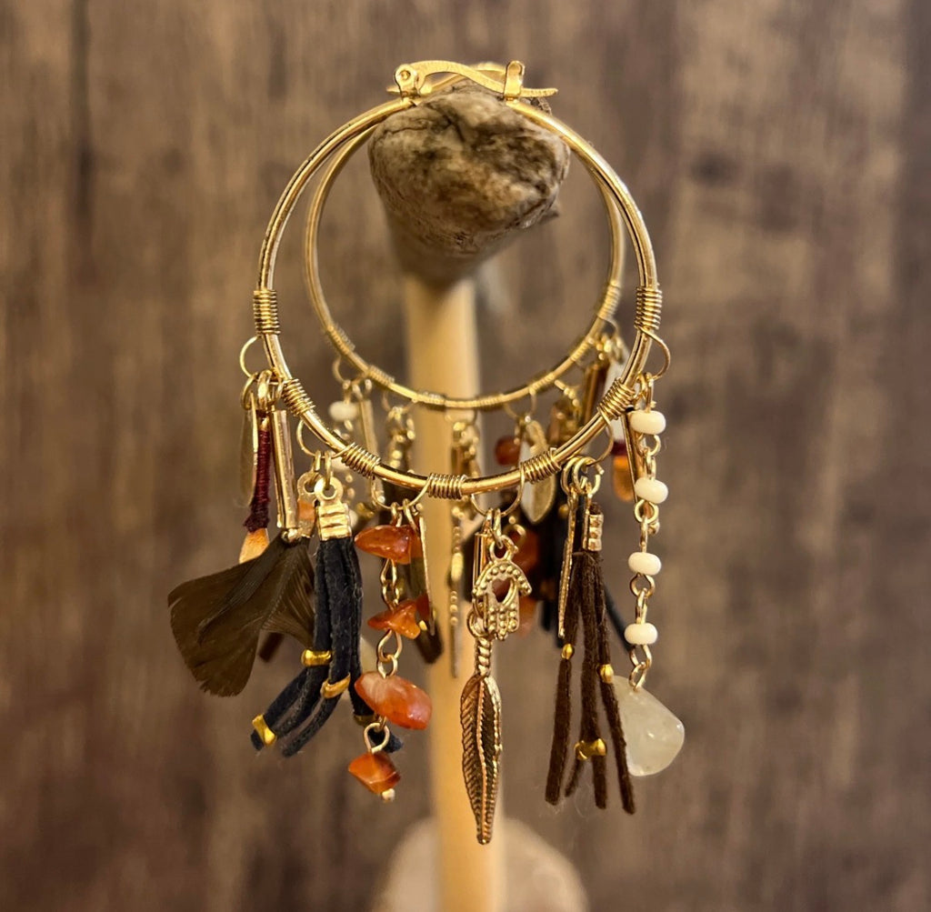 Just in Jade Feather Hoop Earring