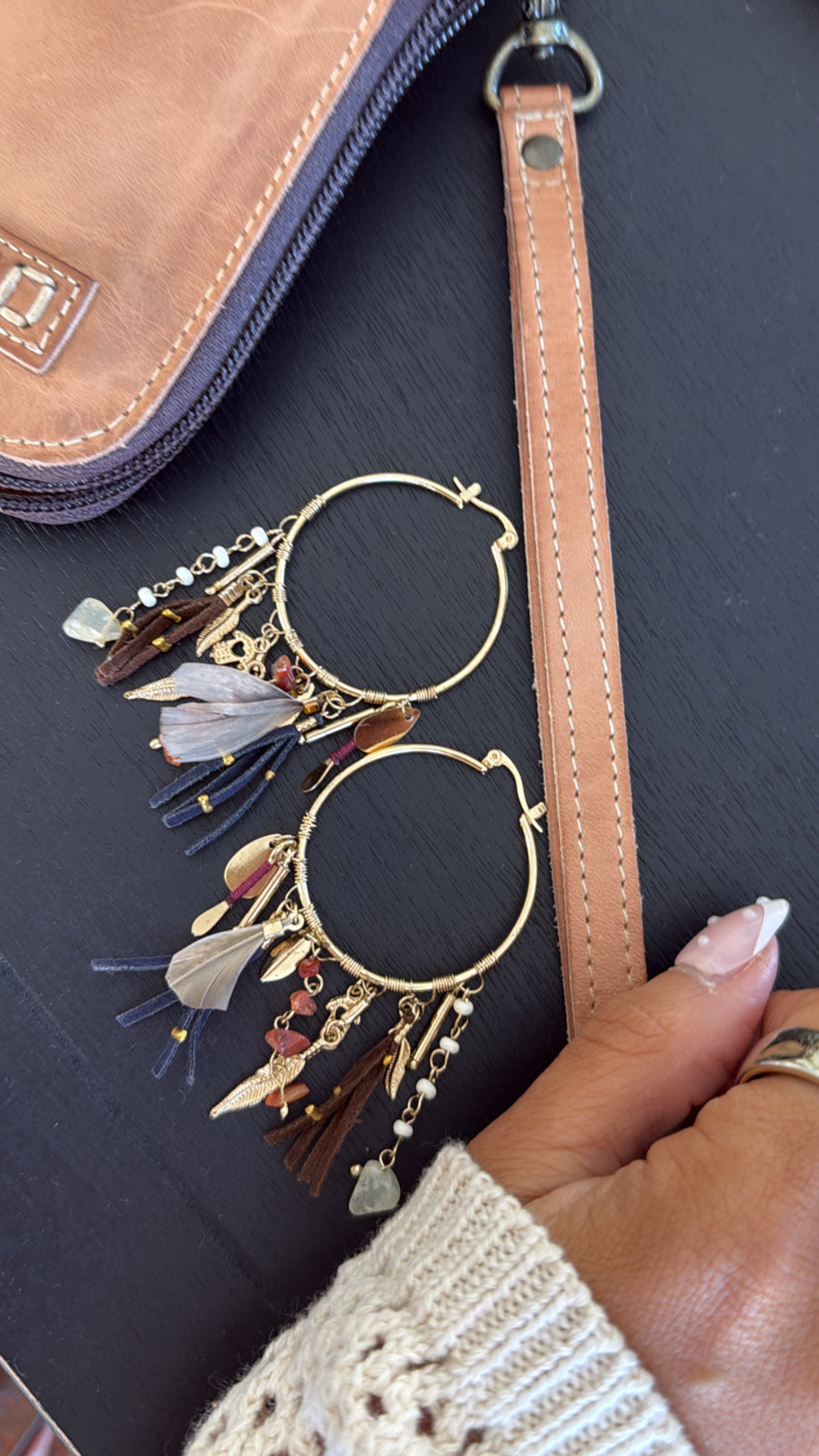 Just in Jade Feather Hoop Earring