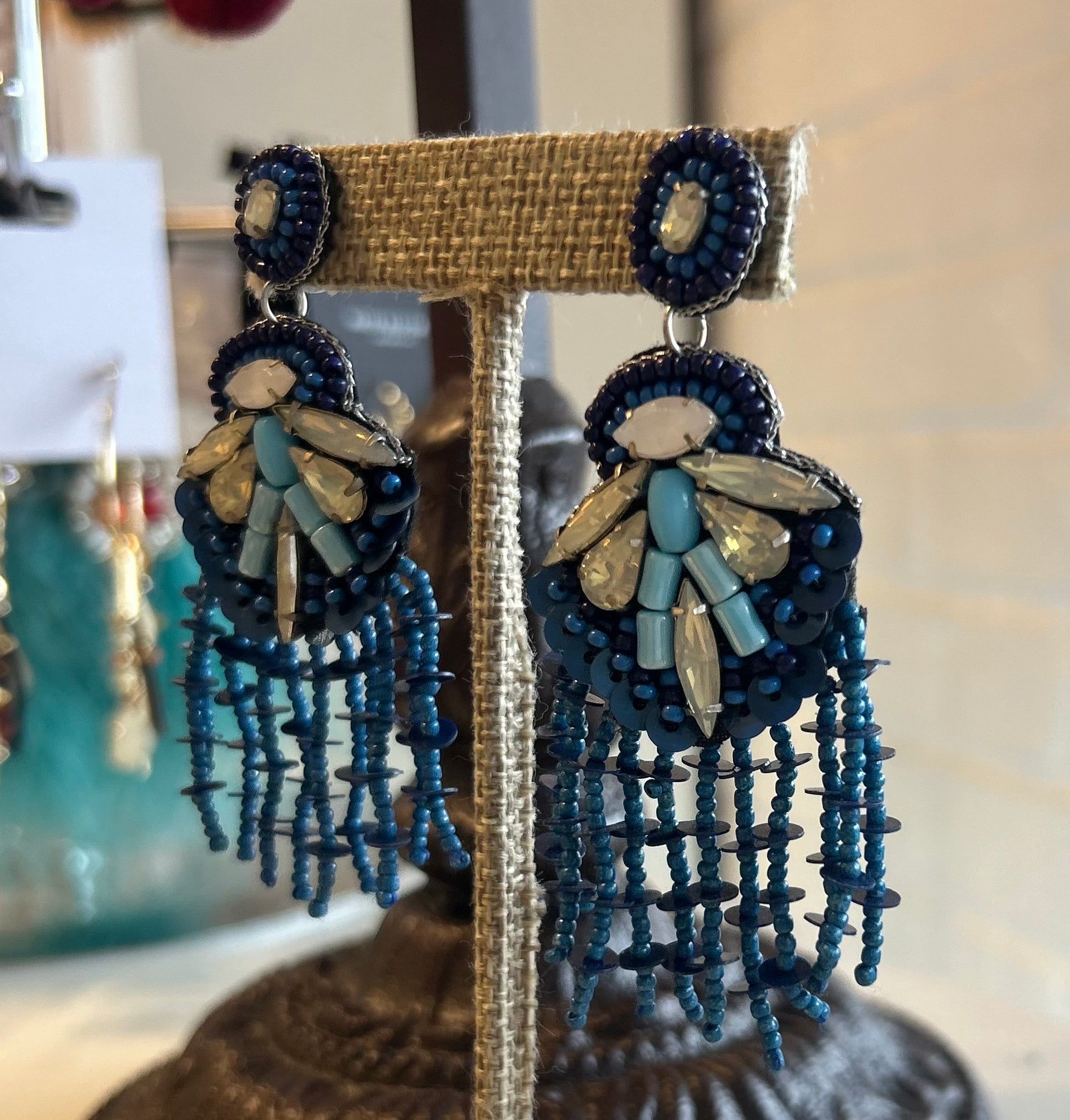 Everly Blue Beaded Dangle Earring