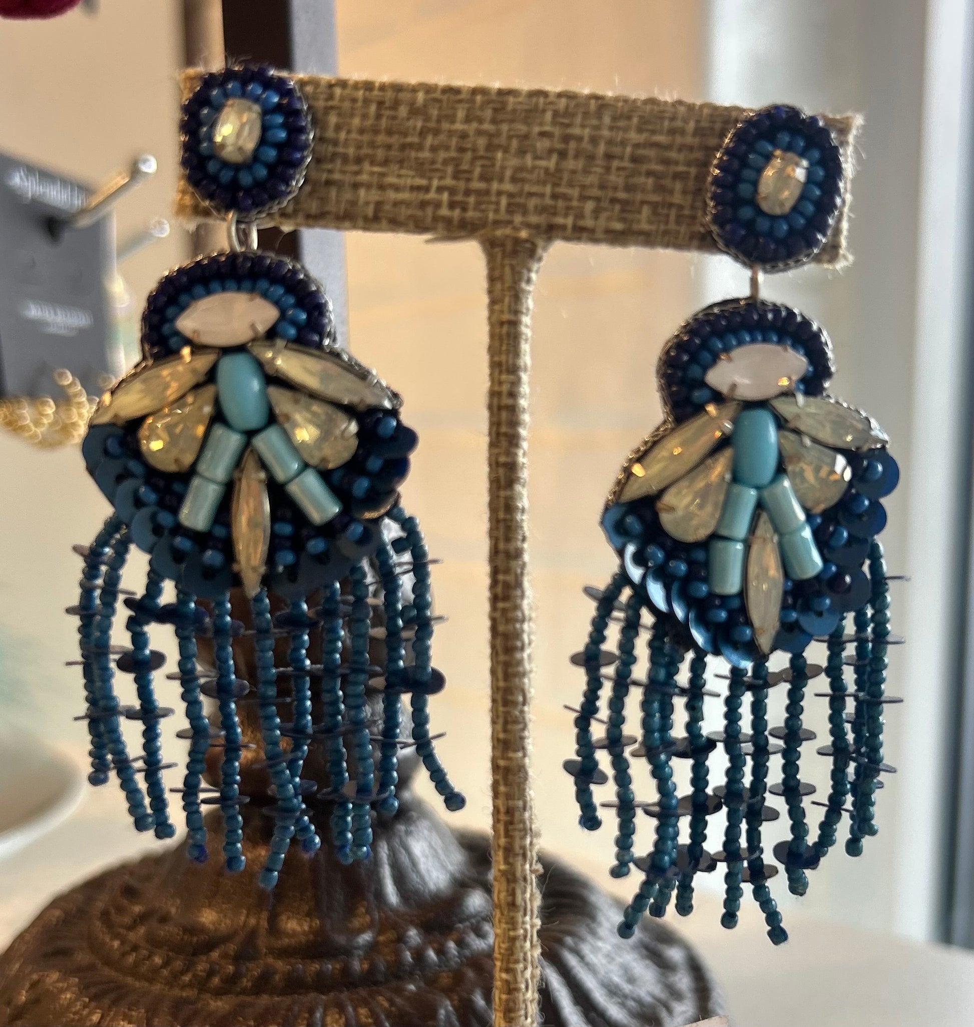 Everly Blue Beaded Dangle Earring