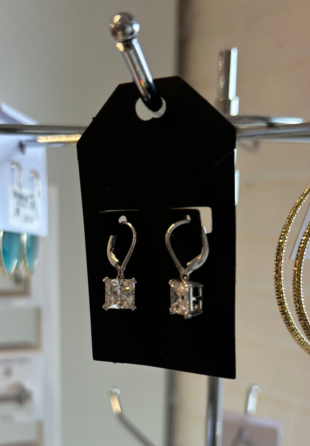 Princess Cut Cubic Zirconia Dangle Leverback Earrings