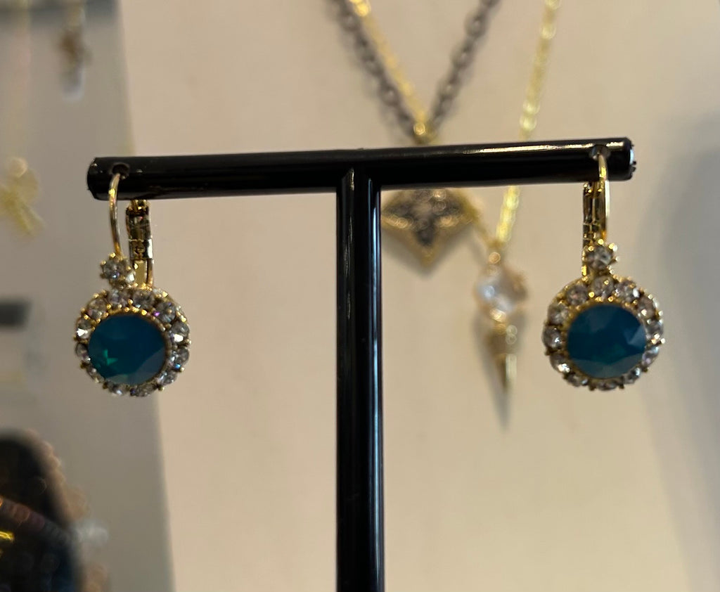 Turqouise & Gold Pendant Dangle Earrings