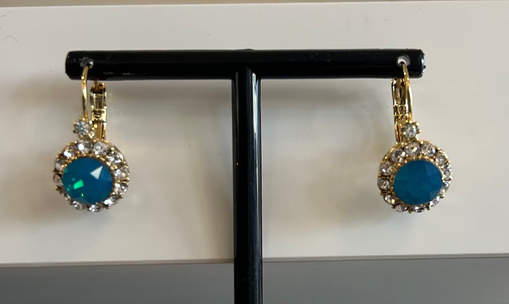 Turqouise & Gold Pendant Dangle Earrings
