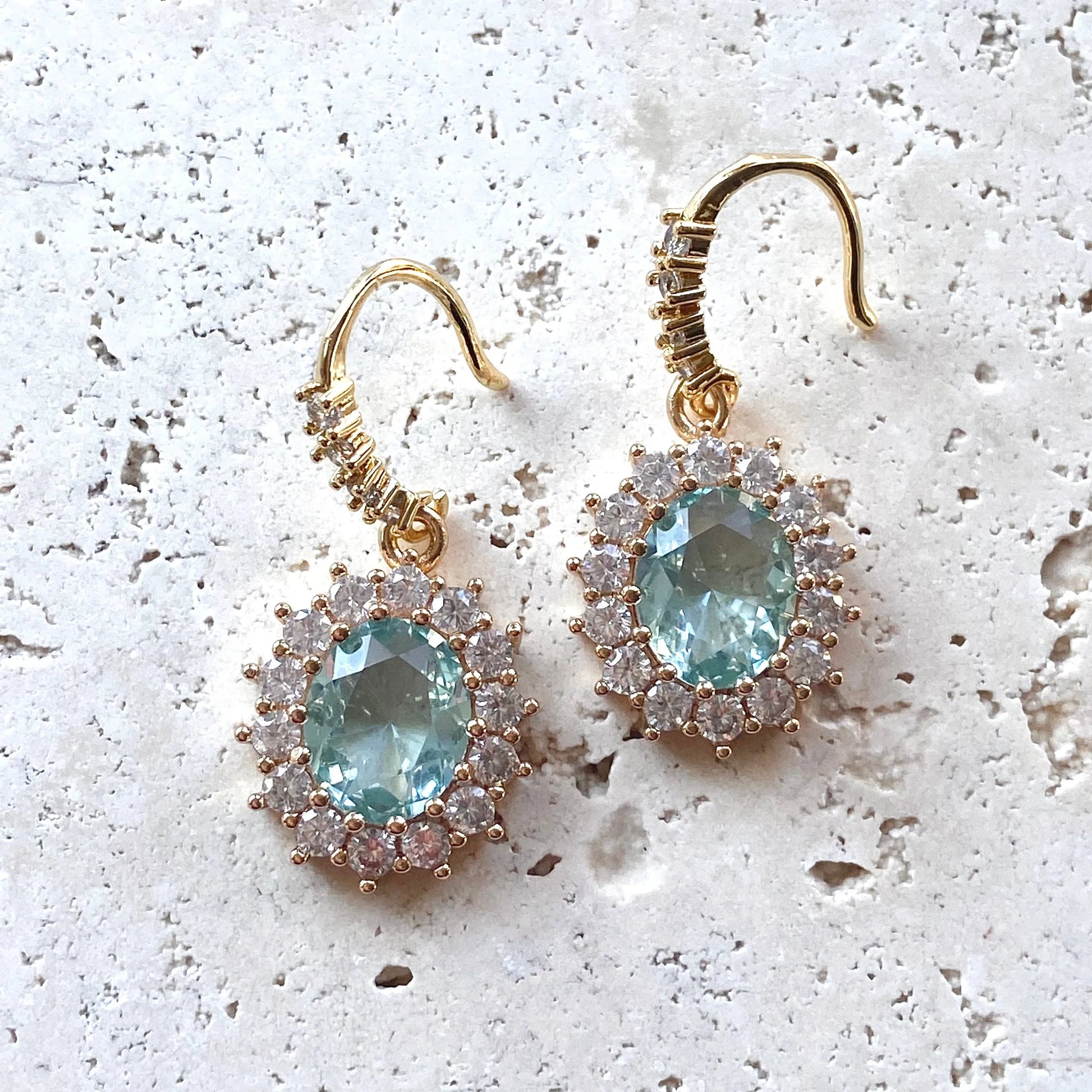 Vintage Aqua Crystal Earrings