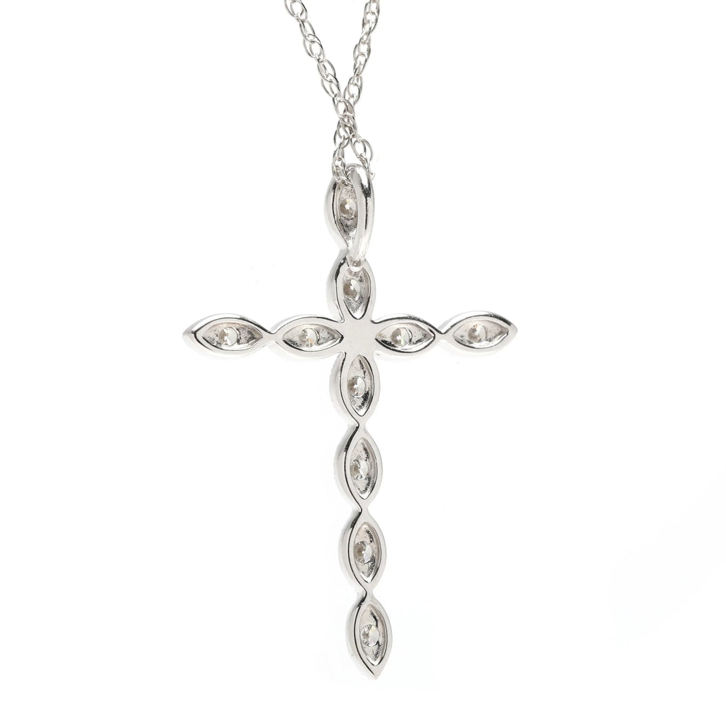 Splendid Iris Diamond Cross Necklace