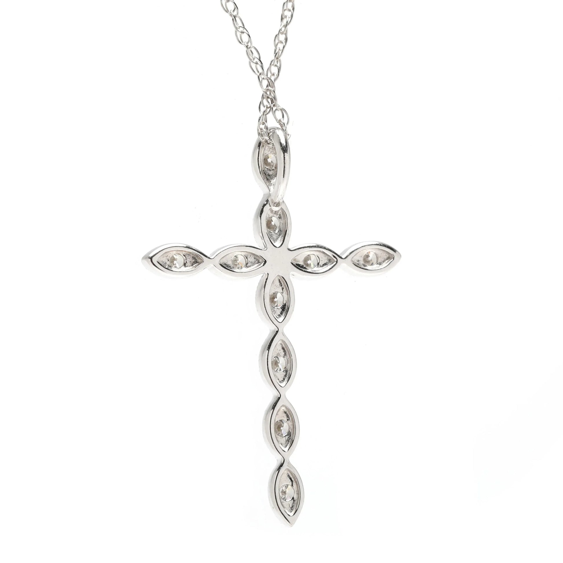 Splendid Iris Diamond Cross Necklace