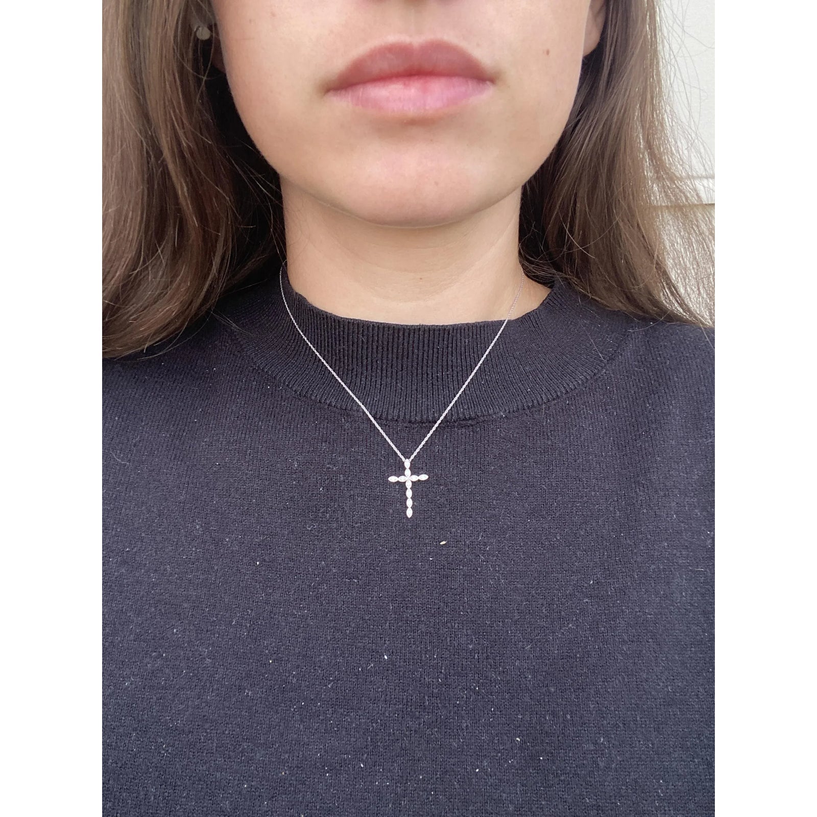 Splendid Iris Diamond Cross Necklace