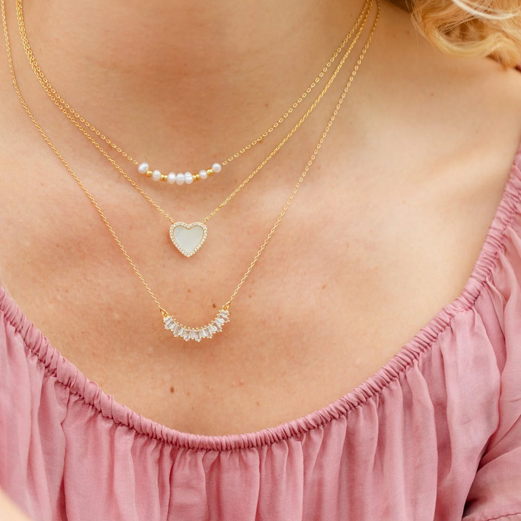 My Heart is Yours Shell Pave Heart Necklace
