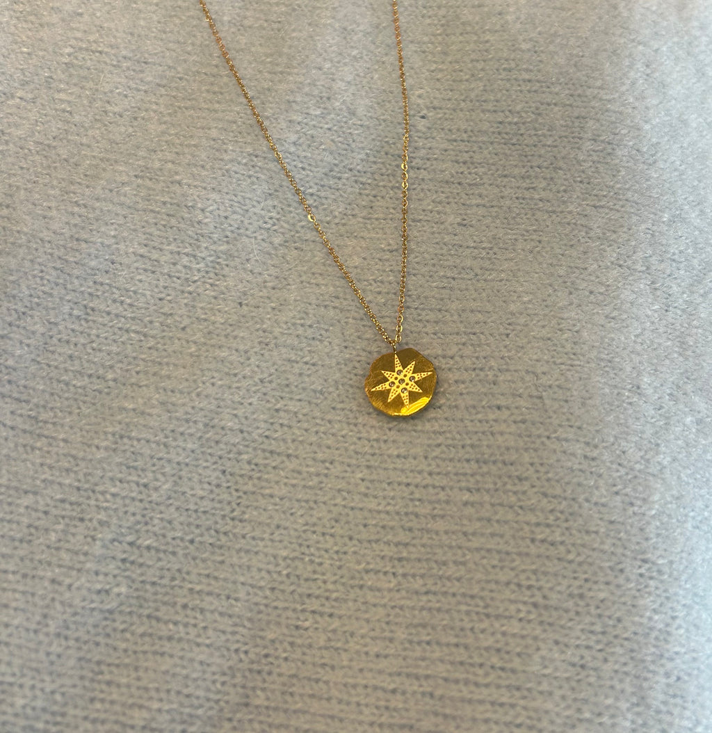 Plated Gold Compass Necklace