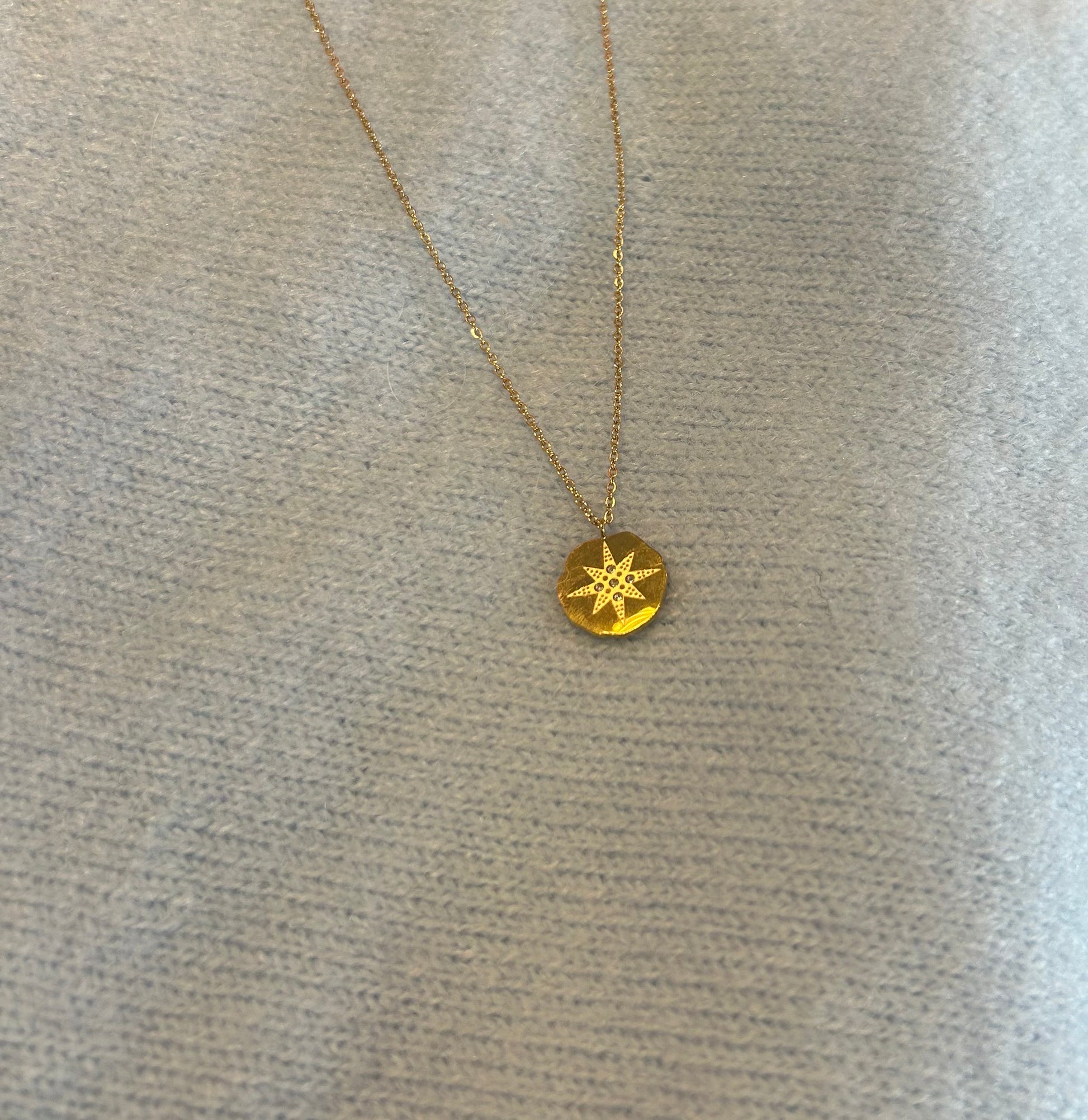 Plated Gold Compass Necklace