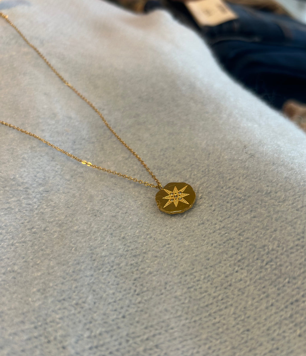Plated Gold Compass Necklace