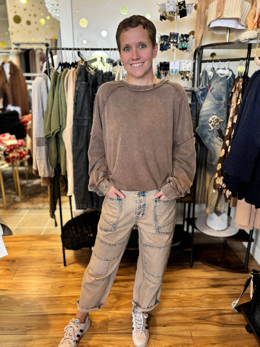 Easel Jerica Undone Pullover Sweatshirt