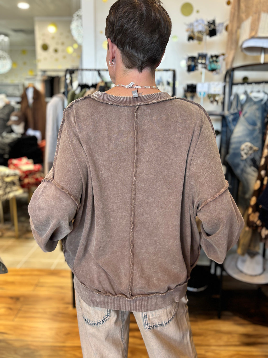 Easel Jerica Undone Pullover Sweatshirt