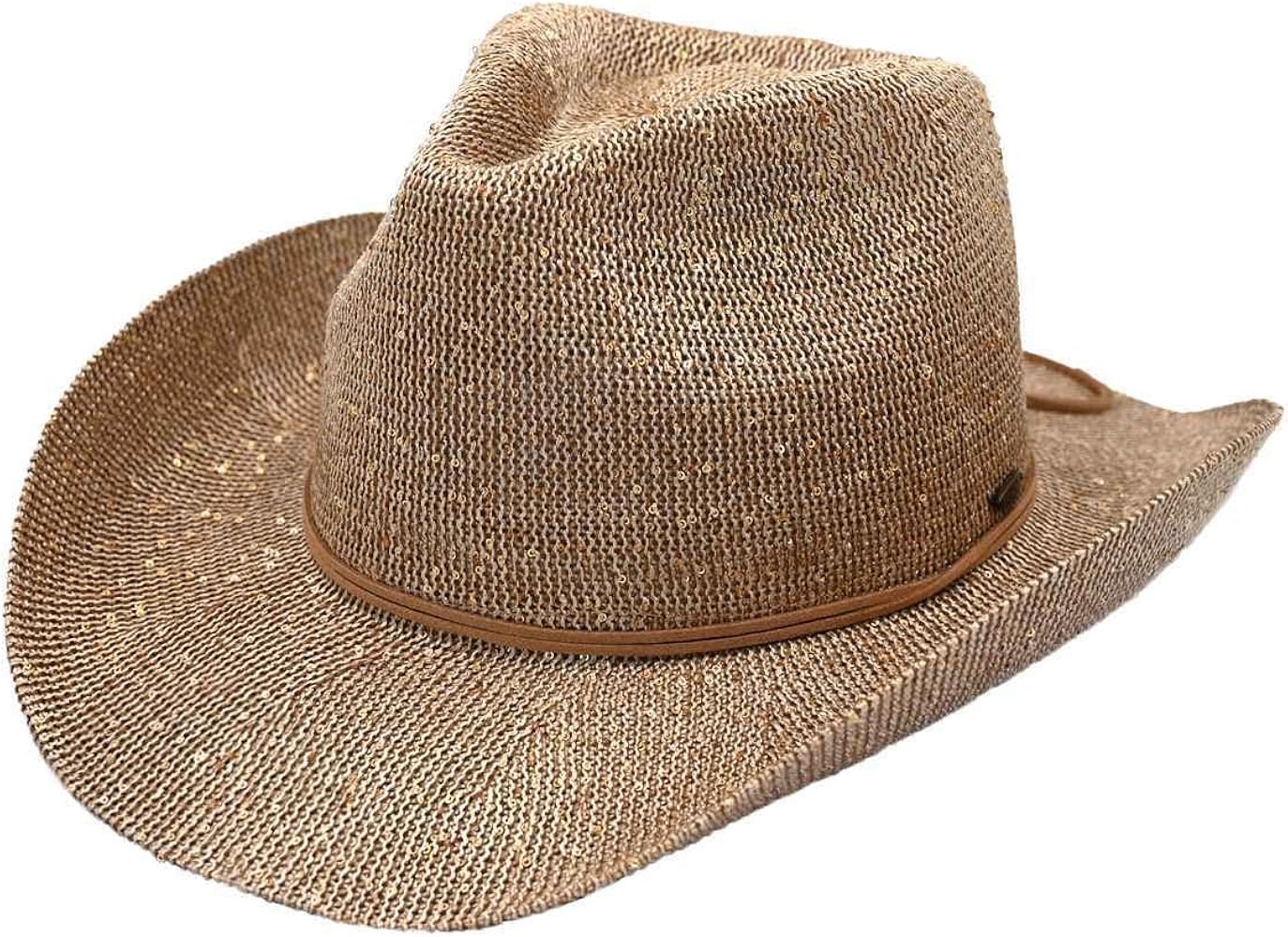 Sequin Cowboy Hat with Suede String