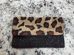 Animal Print Beaded Clutch