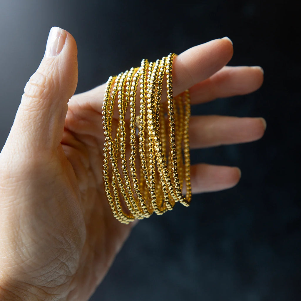 Gilded Gold Beaded Stretch Bracelet