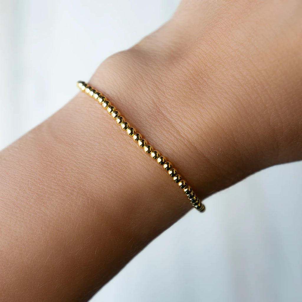 Gilded Gold Beaded Stretch Bracelet